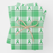 Liver Cancer Awareness Plaid Green Ribbon Inpakpapier Vel (In situ)