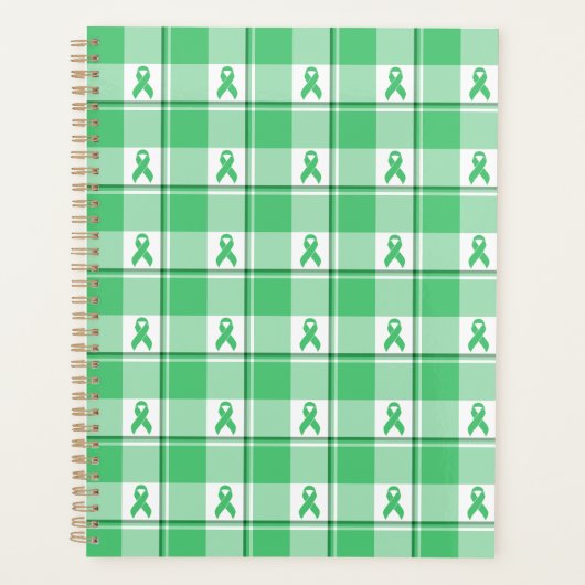 Liver Cancer Awareness Plaid Green Ribbon Planner (Voorkant)