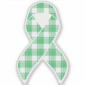 Liver Cancer Awareness Plaid Green Ribbon Sticker (Voorkant)
