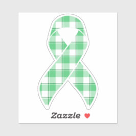 Liver Cancer Awareness Plaid Green Ribbon Sticker