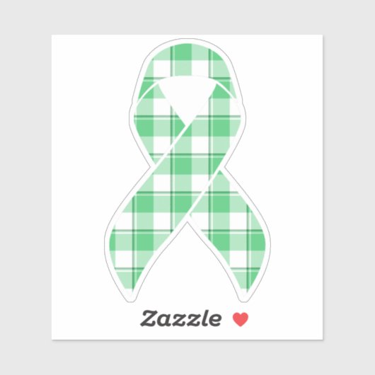 Liver Cancer Awareness Plaid Green Ribbon Sticker (Vel)