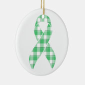 Liver Cancer Awareness Plaid Green Ribbon Survivor Keramisch Ornament (Rechts)