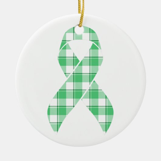 Liver Cancer Awareness Plaid Green Ribbon Survivor Keramisch Ornament (Voorkant)