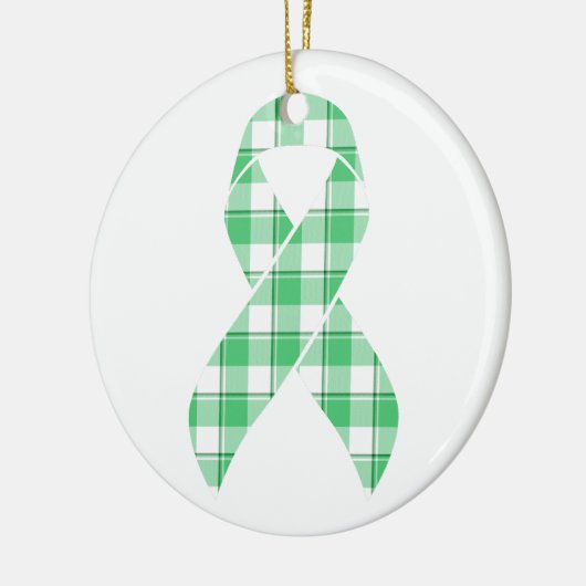 Liver Cancer Awareness Plaid Green Ribbon Survivor Keramisch Ornament (Links)