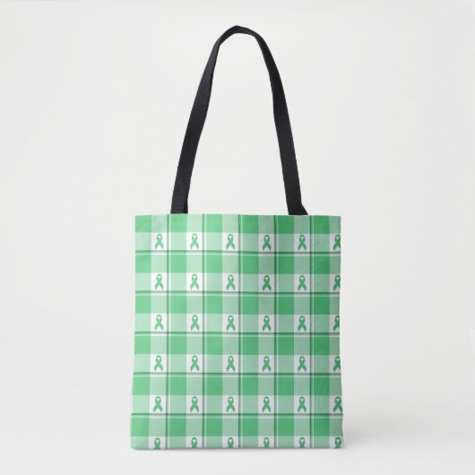 Liver Cancer Awareness Plaid Green Ribbon Tote Bag (Voorkant)