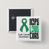 Liver Cancer Hope Love Cure Ribbon Vierkante Button 5,1 Cm (Voorkant /achterkant)