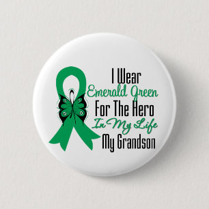 Liver Cancer Ribbon Hero My Grandson Ronde Button 5,7 Cm
