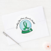 Liver Cancer Ribbon Merry Kerstmis Snowglobe Ronde Sticker (Envelop)