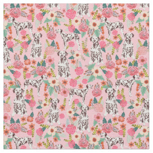 Liver Dalmatian dog roze florals Stof