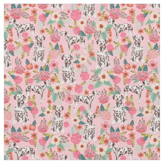 Liver Dalmatian dog roze florals Stof (Close Up)