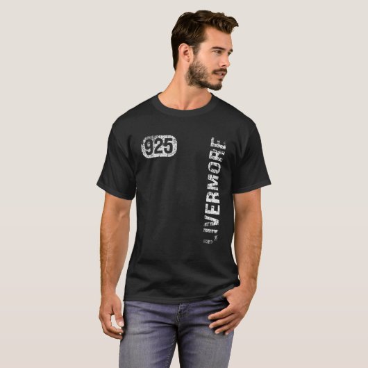 Livermore California 925 Area Code Retro T-shirt (Voorkant volledig)