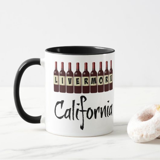 Livermore California Red Wine Botles Tasting Fun Mok (Met donut)