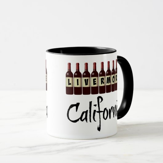 Livermore California Red Wine Botles Tasting Fun Mok (Voorkant rechts)