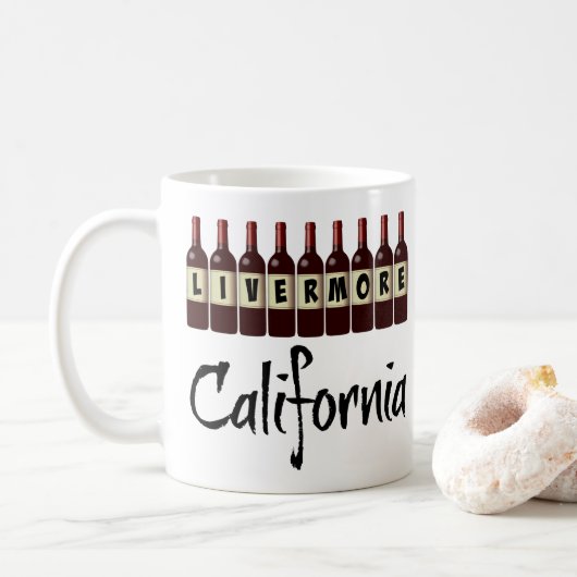 Livermore California Red Wine Bottles Tasting Fun Koffiemok (Met donut)