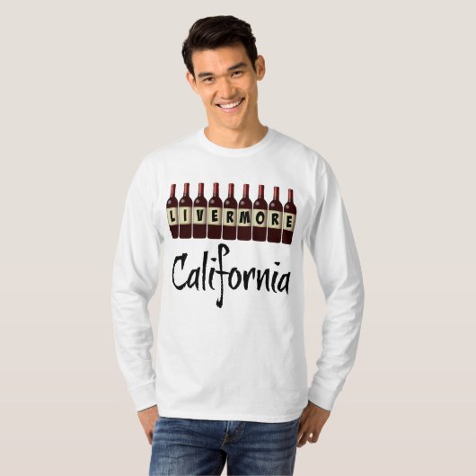 Livermore California Red Wine Bottles Tasting Fun T-shirt (Voorkant volledig)