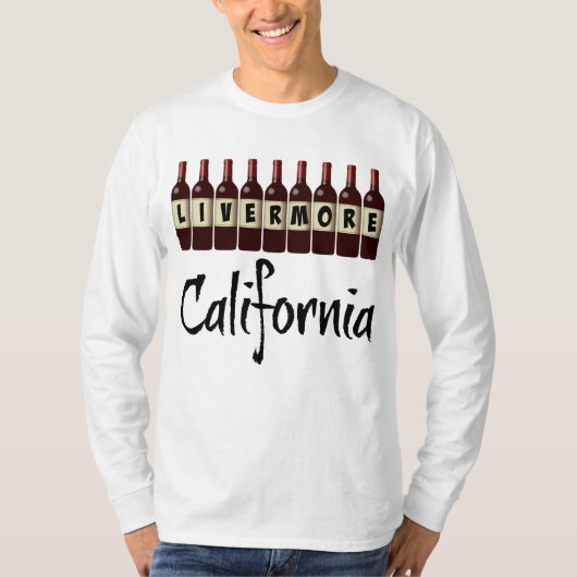 Livermore California Red Wine Bottles Tasting Fun T-shirt (Voorkant)