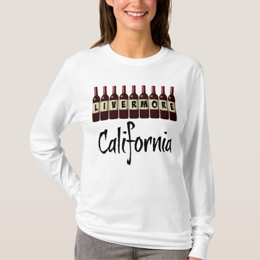 Livermore California Red Wine Bottles Tasting Fun T-shirt (Voorkant)