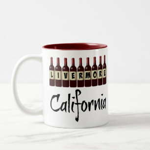 Livermore California Rode Wijn Flessen Proeven Leu Tweekleurige Koffiemok