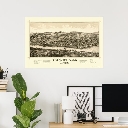 Livermore Herfsten, ME Panoramic Map - 1889 Poster (Thuiskantoor)