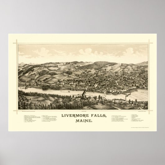 Livermore Herfsten, ME Panoramic Map - 1889 Poster (Voorkant)