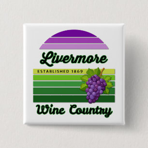 Livermore Wine Country Paarse Groene Strepen Druiv Vierkante Button 5,1 Cm
