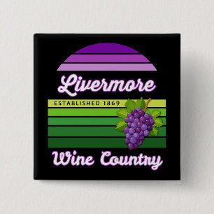 Livermore Wine Country Paarse Groene Strepen Druiv Vierkante Button 5,1 Cm