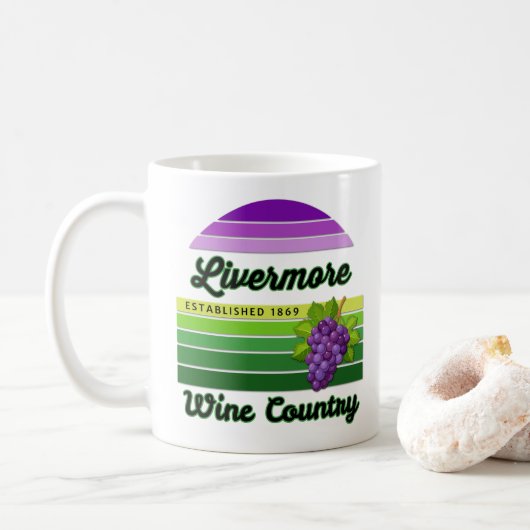 Livermore Wine Country Purple Green Stripes Grapes Koffiemok (Met donut)