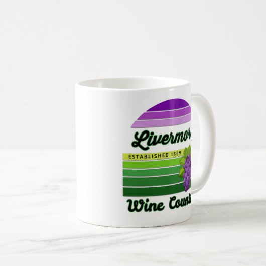Livermore Wine Country Purple Green Stripes Grapes Koffiemok (Voorkant rechts)