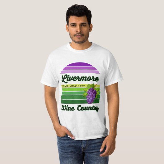 Livermore Wine Country Purple Green Stripes Grapes T-shirt (Voorkant volledig)