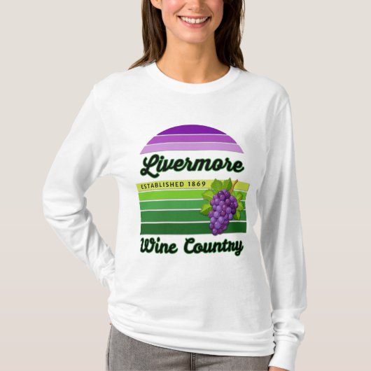 Livermore Wine Country Purple Green Stripes Grapes T-shirt (Voorkant)