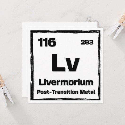 Livermorium (Lv) - Periodic Table of The Elements Kaart (Voorkant / Achterkant in situ)