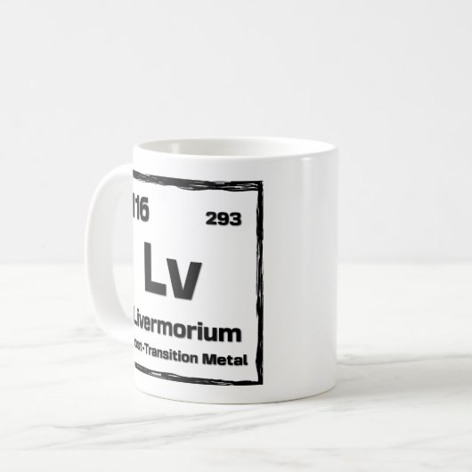 Livermorium (Lv) - Periodic Table of The Elements Koffiemok (Voorkant links)