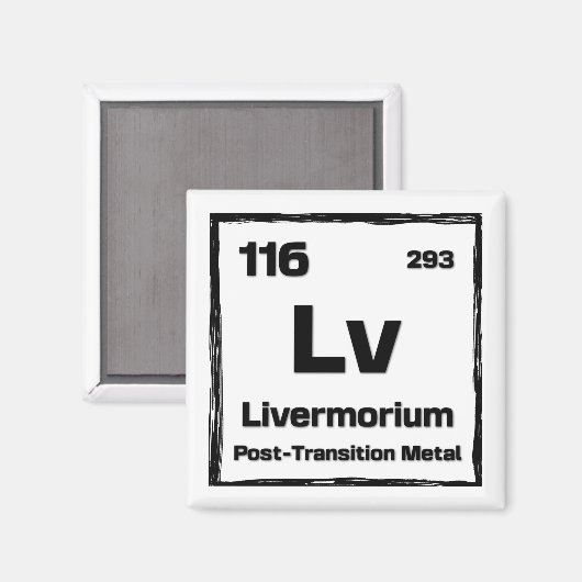 Livermorium (Lv) - Periodic Table of The Elements Magneet (Voorkant / Achterkant)