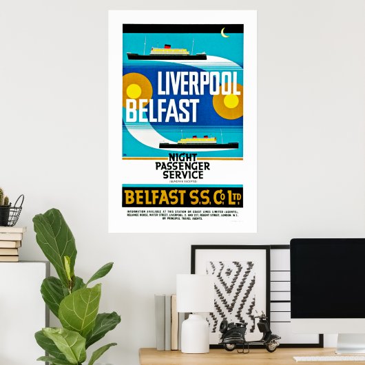 Liverpool - Belfast Ferry Poster (Thuiskantoor)