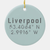 Liverpool Breedtegraad Lengtegraad Aandenken Keramisch Ornament (Achterkant)