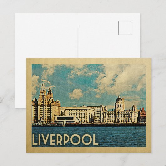 Liverpool Briefkaart Vintage Travel (Voorkant / Achterkant)