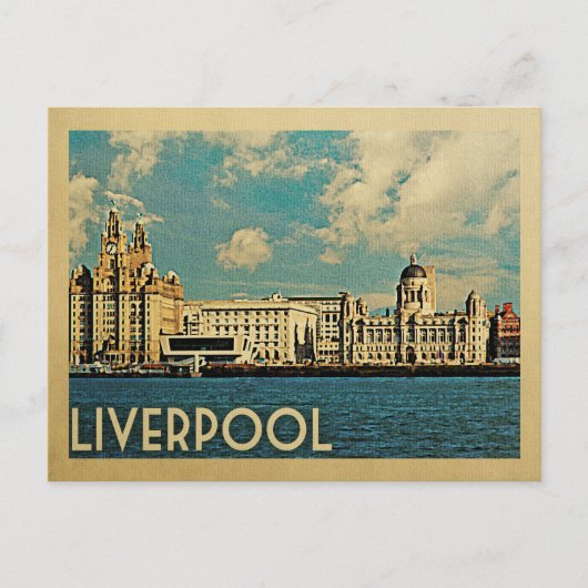 Liverpool Briefkaart Vintage Travel (Voorkant)