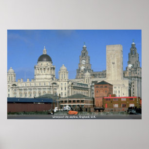 Liverpool city skyline, Engeland, Verenigd Koninkr Poster
