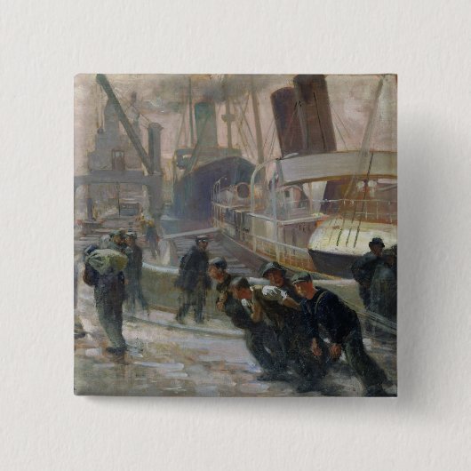 Liverpool Dockers in Dawn, 1903 Vierkante Button 5,1 Cm (Voorkant)