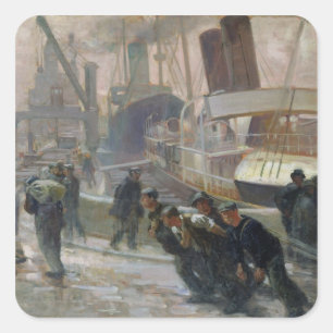 Liverpool Dockers in Dawn, 1903 Vierkante Sticker