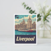 Liverpool Engeland Art Vintage Travel Illustratie Briefkaart (Staand voorkant)