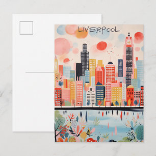 Liverpool Engeland Reis Stad Schilderen Esthetisch Briefkaart