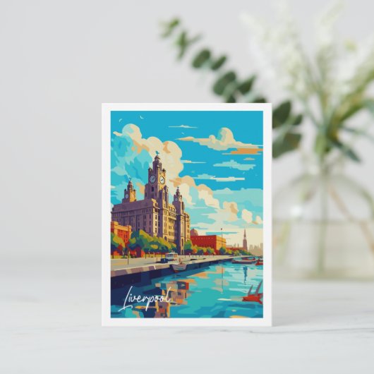Liverpool Engeland vintage reizen Briefkaart (Staand voorkant)