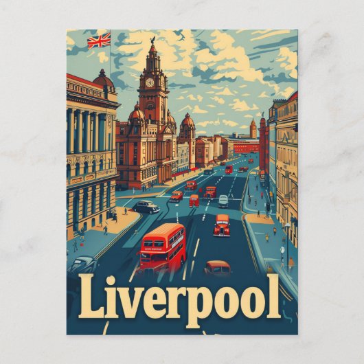 Liverpool Engeland Vintage Travel Illustratie Briefkaart (Voorkant)