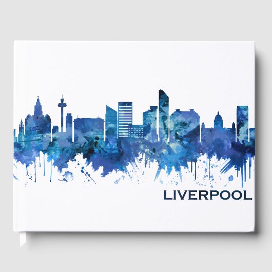 Liverpool England Skyline Blue Gastenboek (Voorkant)
