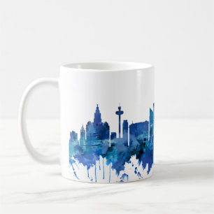 Liverpool England Skyline Blue Koffiemok