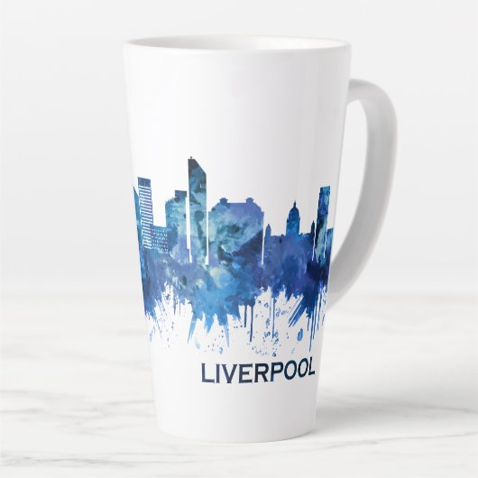 Liverpool England Skyline Blue Latte Mok (Rechterhoek)