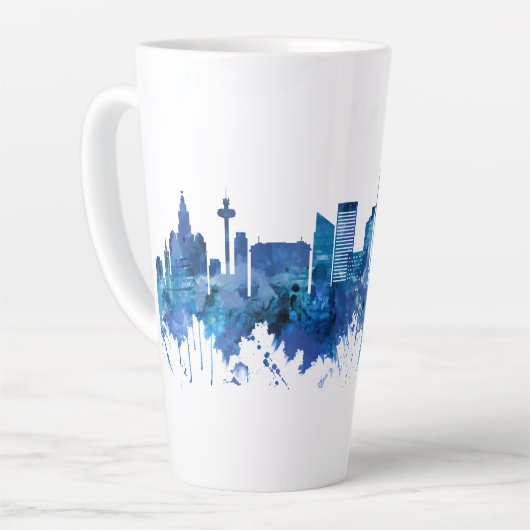 Liverpool England Skyline Blue Latte Mok (Linkerhoek)