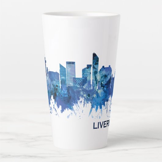 Liverpool England Skyline Blue Latte Mok (Voorkant)