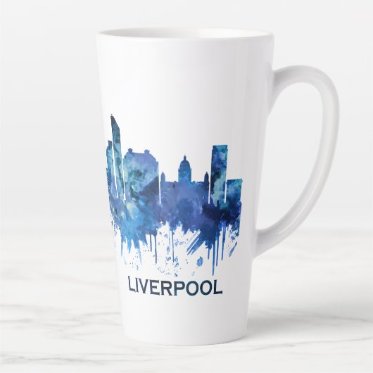 Liverpool England Skyline Blue Latte Mok (Rechts)